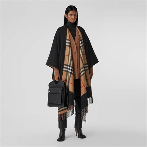 burberry reversible cap|reversible check wool cashmere cape.